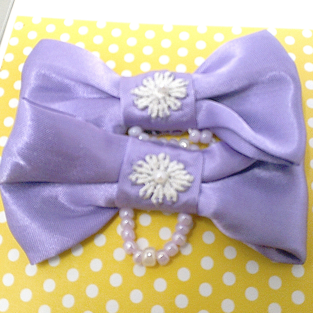 🍒3/$20 handmade shoe clip lavender satin bow bead